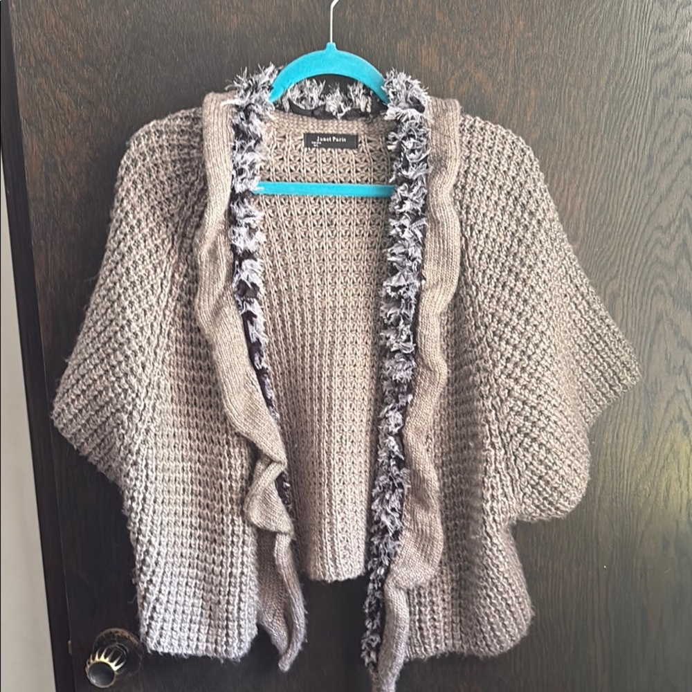 Janet Paris Taupe/Grey Cozy Knit Sweater Wool & Acrylic Size M/L